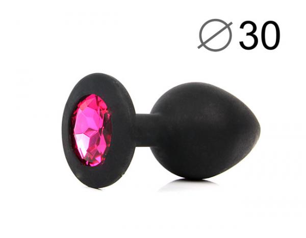 ВТУЛКА АНАЛЬНАЯ, L 80 мм D 35 мм, чёрная, цвет кристалла рубиновый, силикон